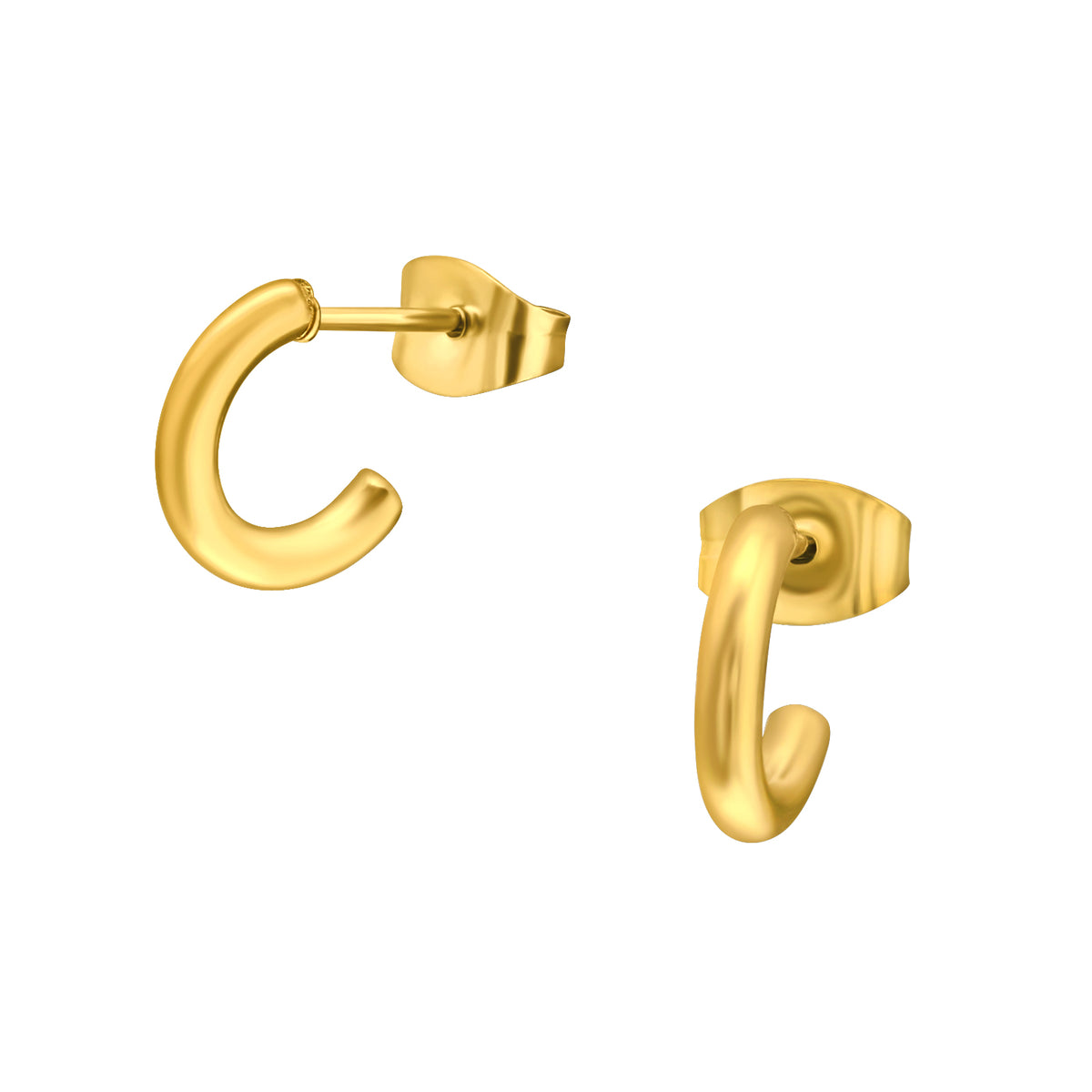 Gold Plated Surgical Steel Half Hoop Ear Studs