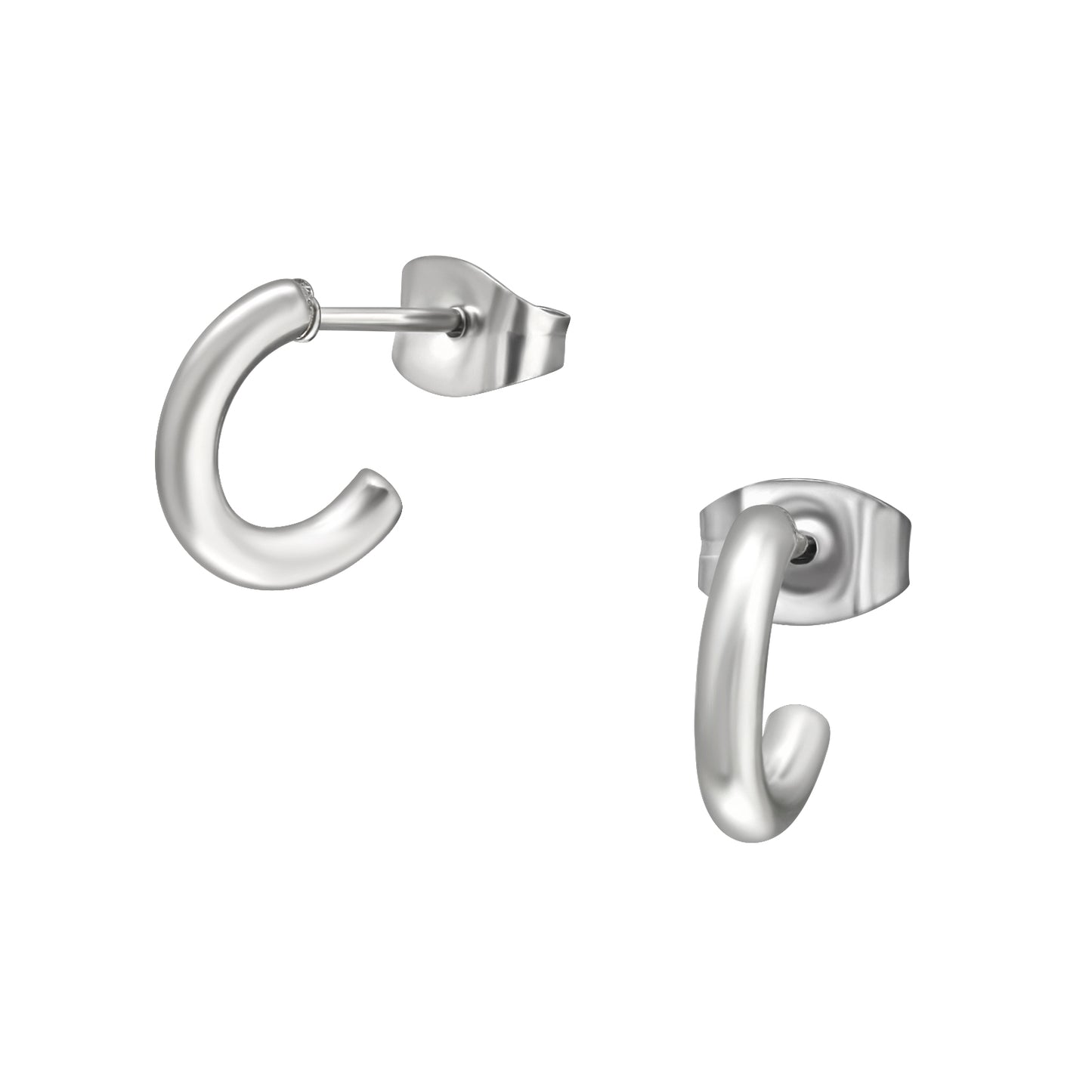High Polish Surgical Steel Half Hoop Ear Studs