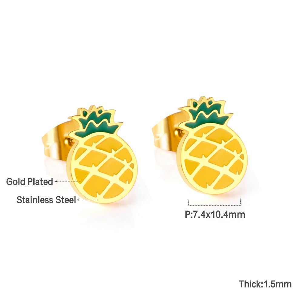 Gold Plated Surgical Steel Pineapple Ear Stud with epoxy