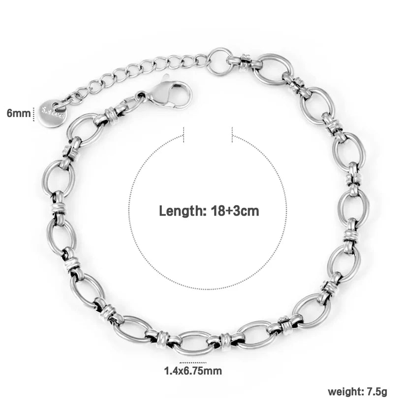 Adult Oval Chain Stainless Steel Bracelet