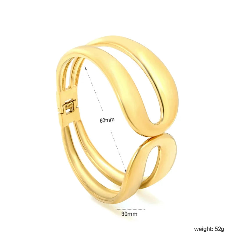 Adult Gold Tone Hollow Open Cuff Bangle