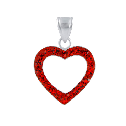 925 Sterling Silver Heart Crystal Pendant