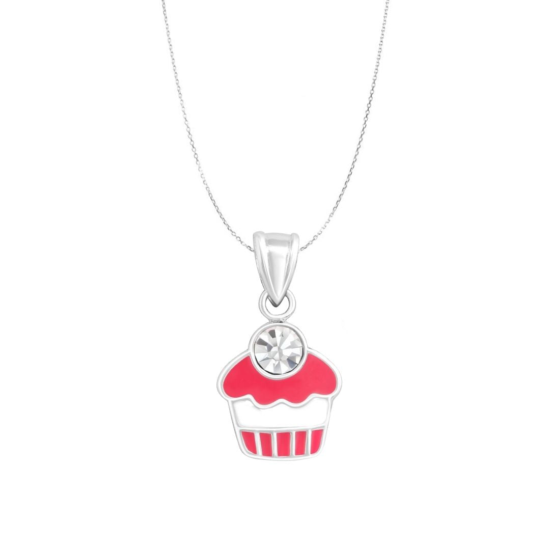 925 Sterling Silver Cupcake Kids Necklace