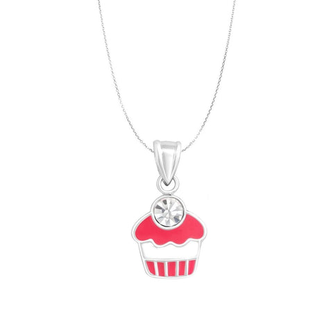 925 Sterling Silver Cupcake Kids Necklace