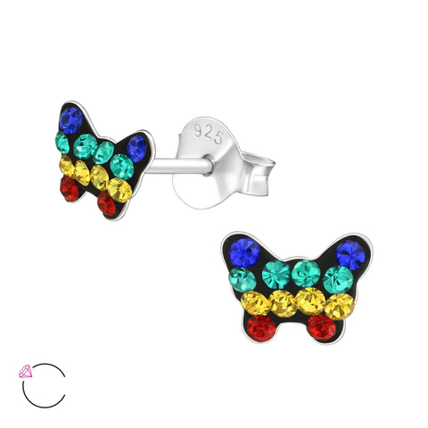 Silver Butterfly Ear Studs with Crystals from Swarovski