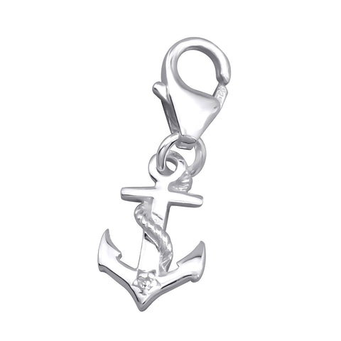 925 Sterling Silver Anchor Clip on Charm-Pendant