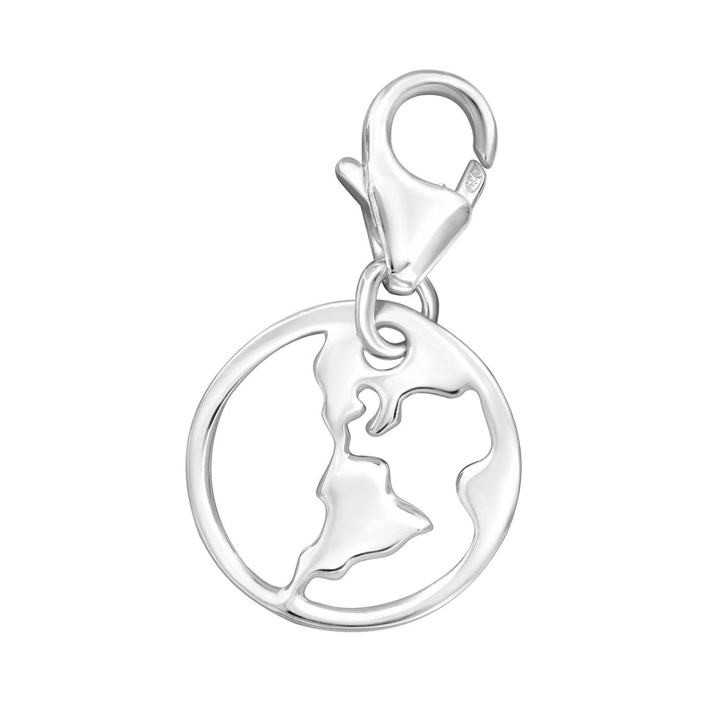 925 Sterling Silver Earth Clip on Charm-Pendant