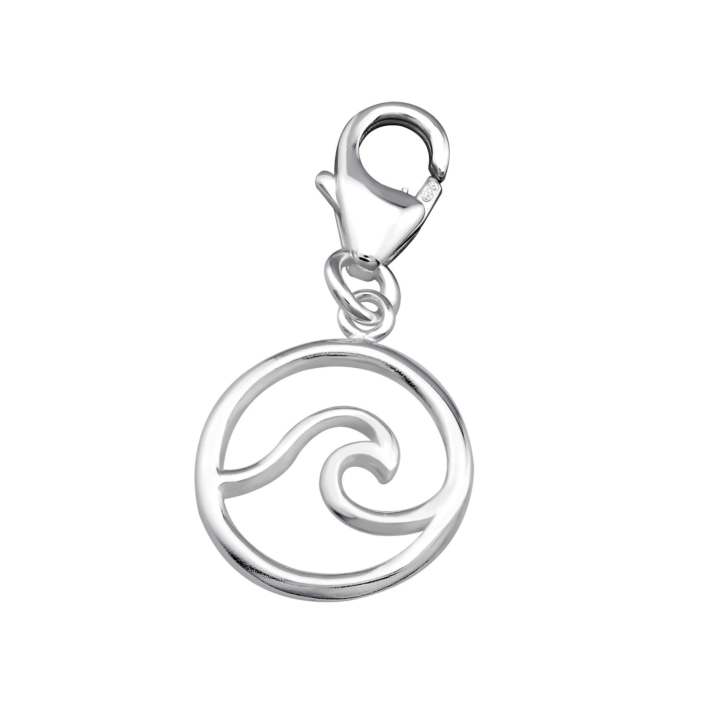 925 Sterling Silver Wave Clip on Charm-Pendant