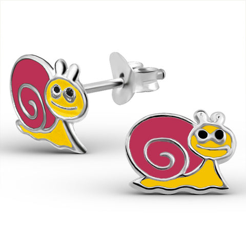 925 Sterling Silver Snail Ear Studs with Epoxy