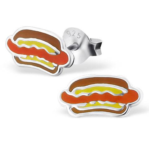 925 Sterling Silver Hot Dog Ear Studs with Epoxy