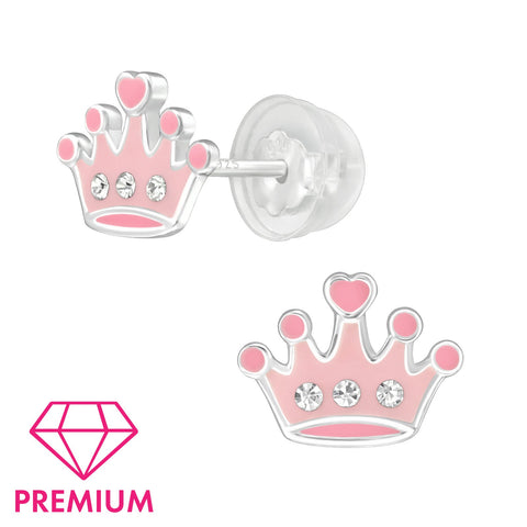 925 Sterling Silver Crown Premium Earrings with Epoxy