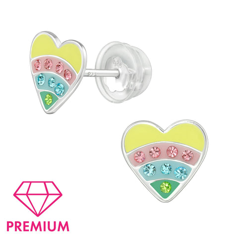 925 Sterling Silver Heart Premium Earrings with Epoxy