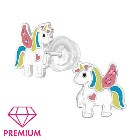 925 Sterling Silver Unicorn Premium Earrings with Epoxy