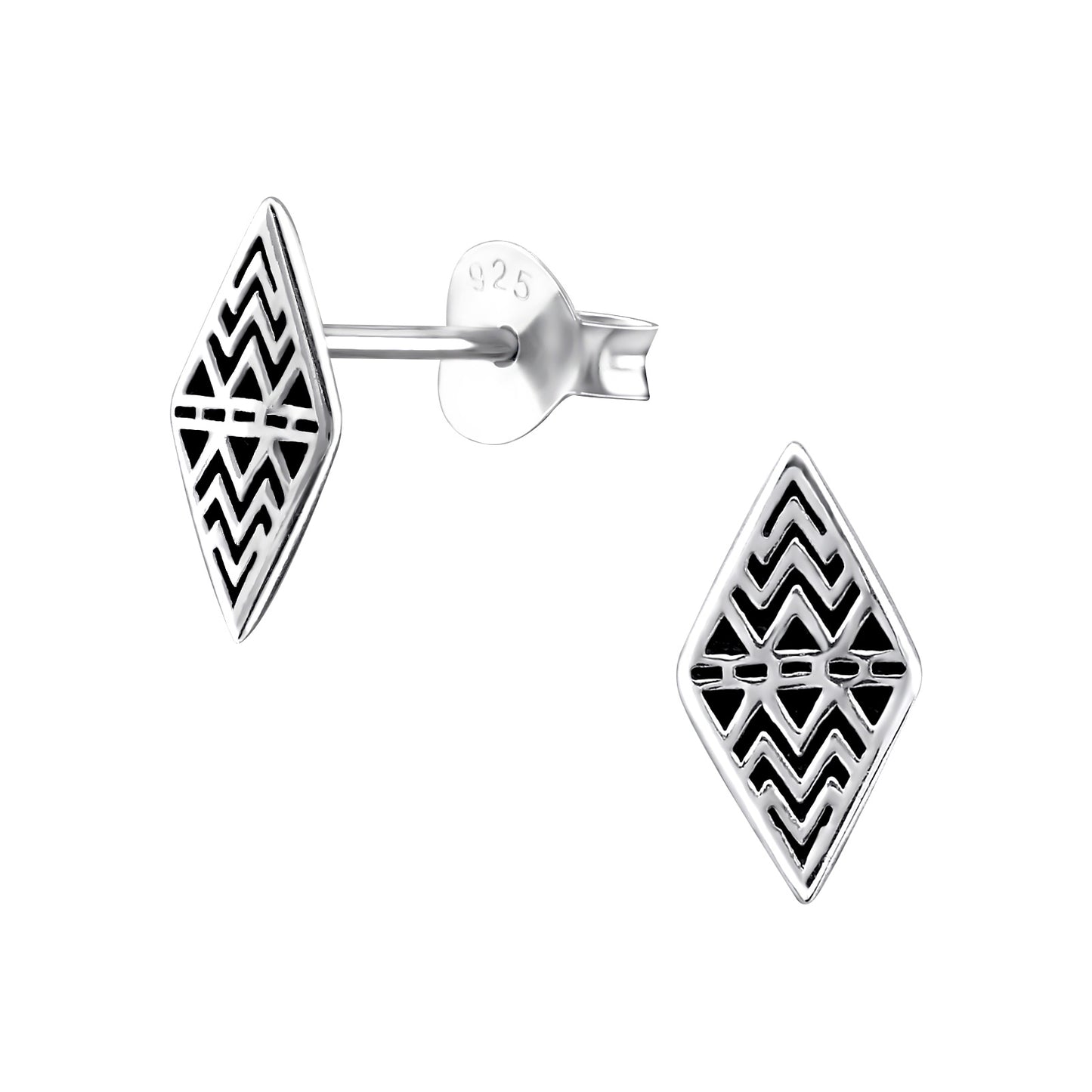 925 Sterling Silver Geometric Plain Ear Studs