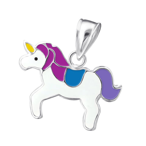 925 Sterling Silver Unicorn with Epoxy Pendant