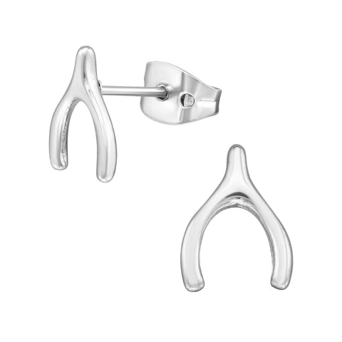 High Polish Surgical Steel Wishbone Ear Studs