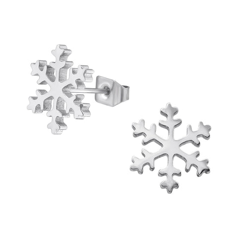 High Polish Surgical Steel Snowflake Earrings