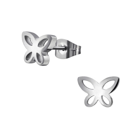 High Polish Surgical Steel Butterfly Ear Studs