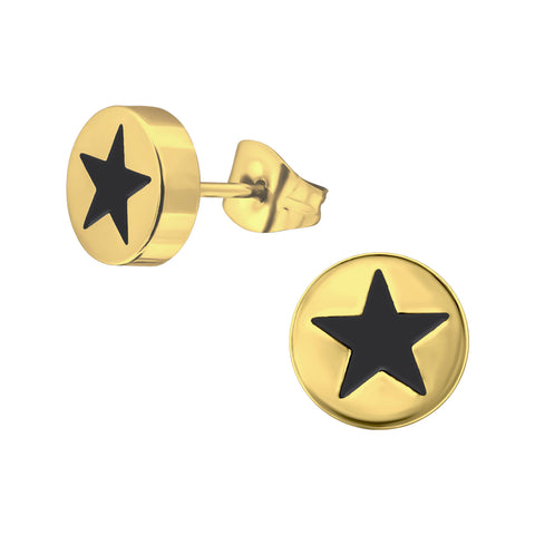Gold Plated Surgical Steel Star Logo Ear Studs