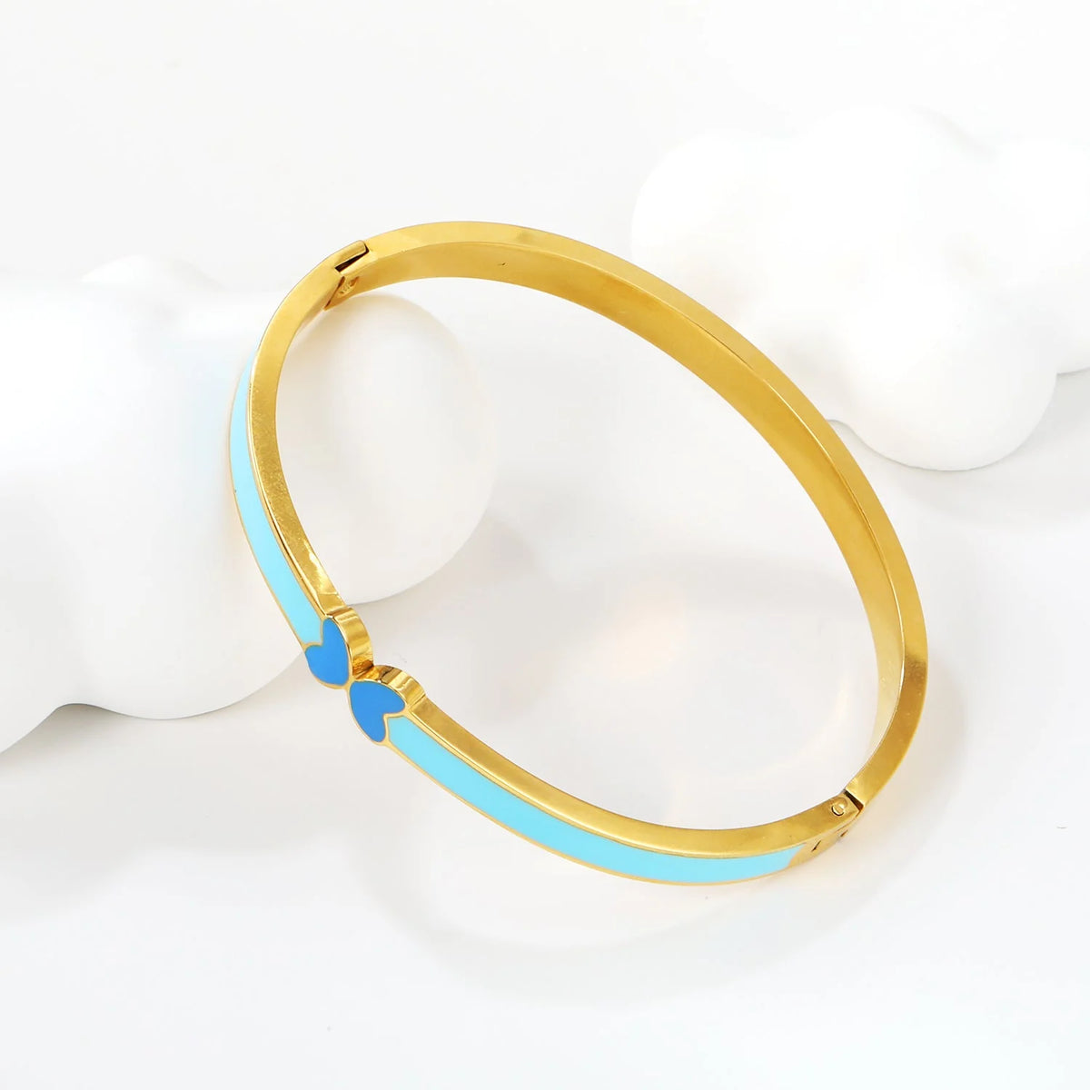 Adult Blue Drip Oil Snap Gold-Plated Bracelet