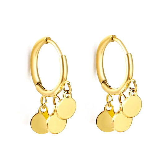 Adult Gold-Plated Stainless Steel Hoop Earrings With 3 Circles