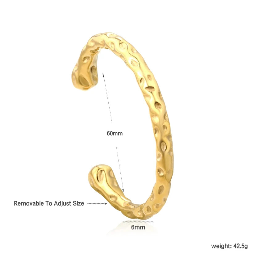 Adult Hammered Gold-Plated teardrop Bangle