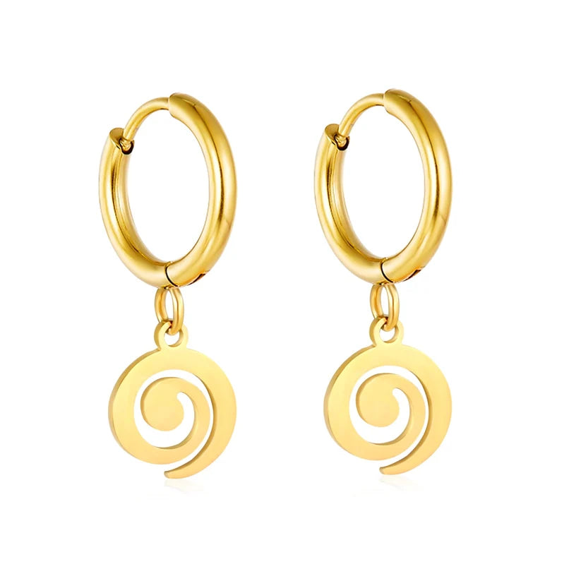 Gold-Plated Stainless Steel Spiral Hoop Earrings