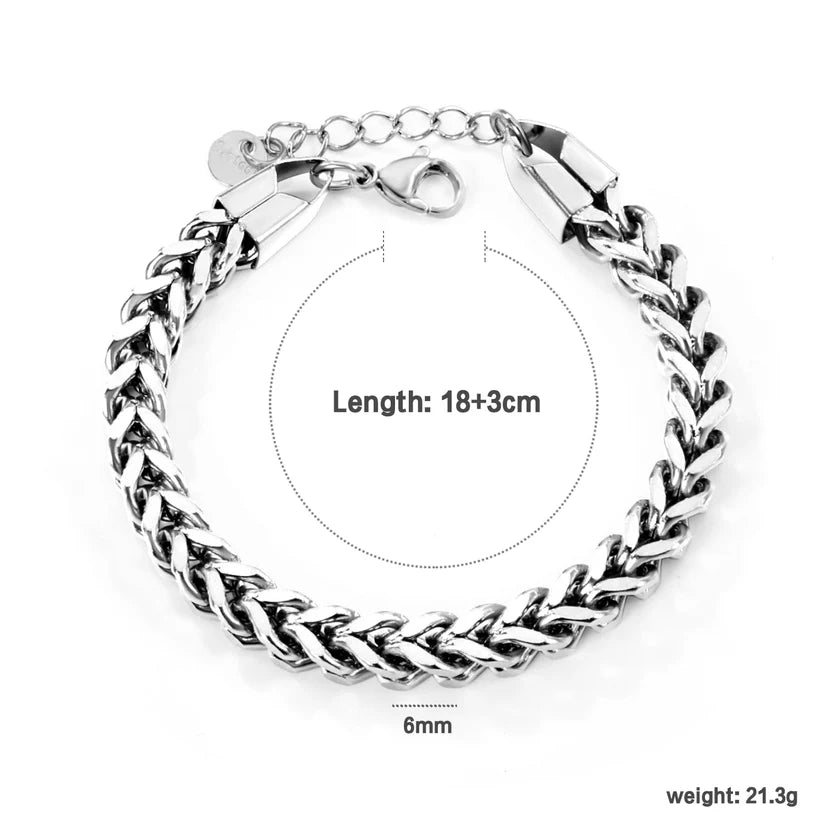 Adult Stainless Steel Chain Round End Bracelet