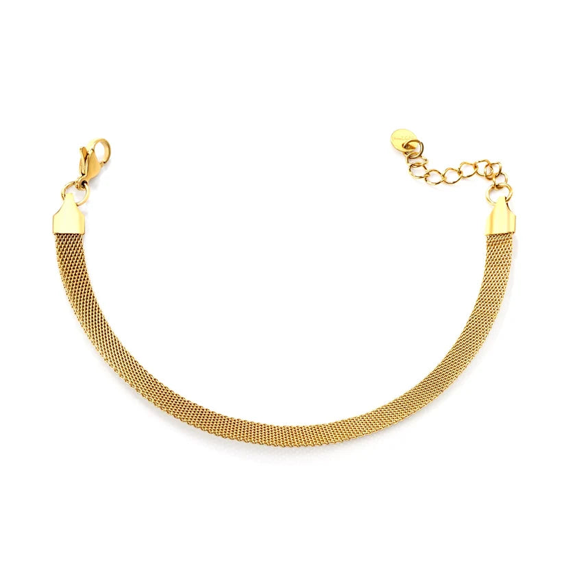 Adult Gold-Plated Steel Flat Mesh Bracelet