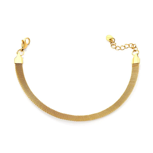 Adult Gold-Plated Steel Flat Mesh Bracelet