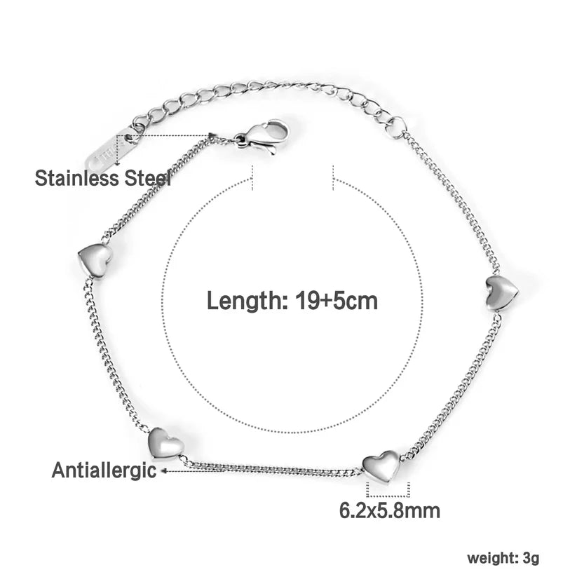 Adult 4 Heart Accessory Stainless Steel Bracelet