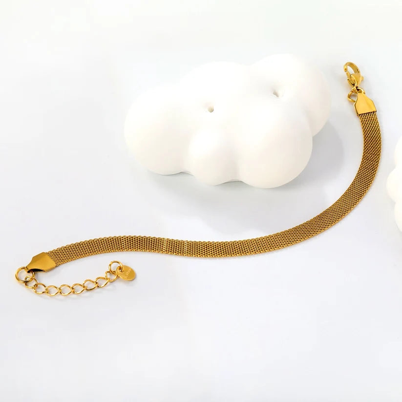 Adult Gold-Plated Steel Flat Mesh Bracelet