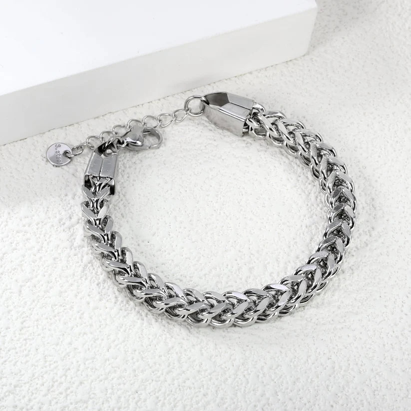Adult Stainless Steel Chain Round End Bracelet