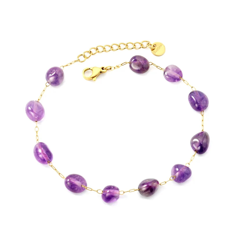 Adult Amethyst Gold-Plated Chain Bracelet
