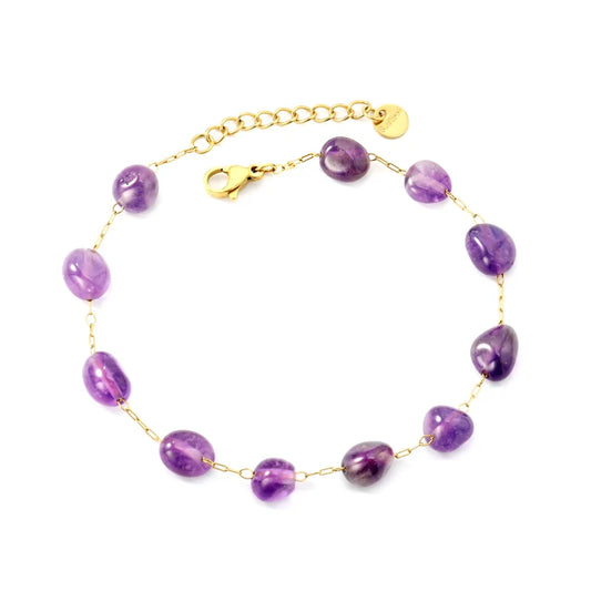 Adult Amethyst Gold-Plated Chain Bracelet