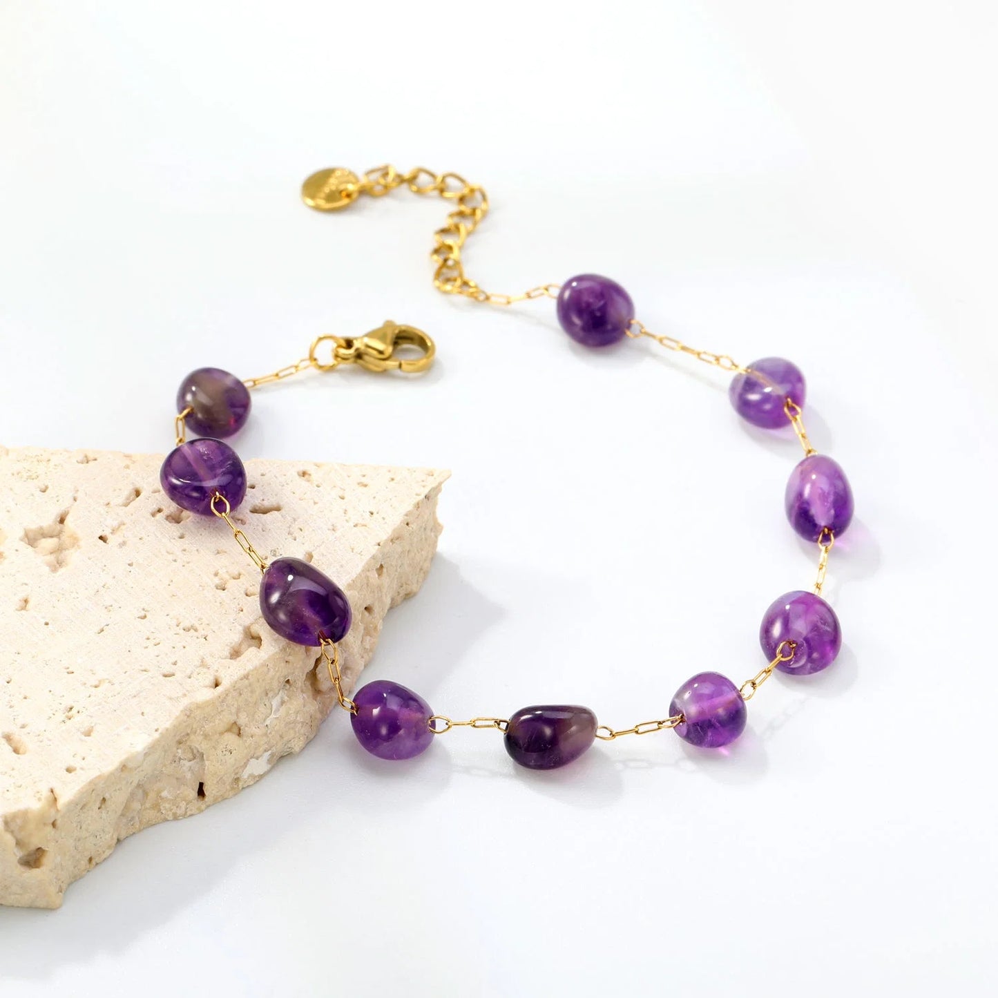 Adult Amethyst Gold-Plated Chain Bracelet