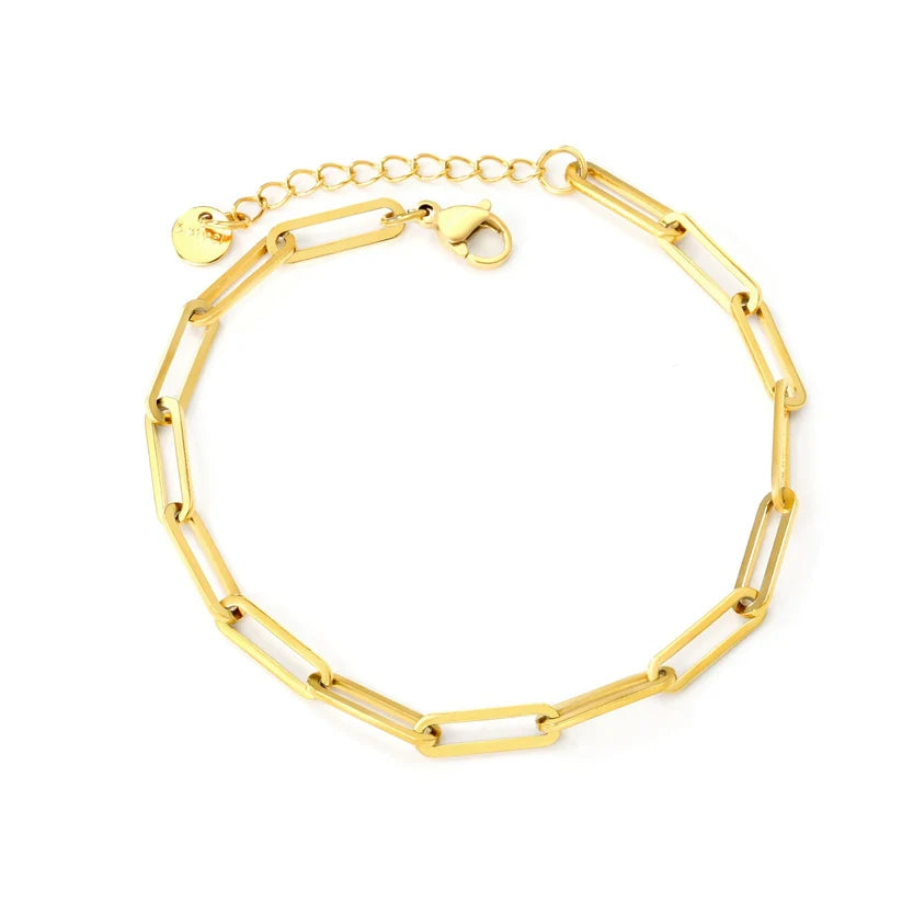 Adult Hollow Long Flat Cross Chains Gold-Plated Bracelet