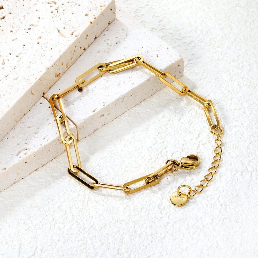 Adult Hollow Long Flat Cross Chains Gold-Plated Bracelet