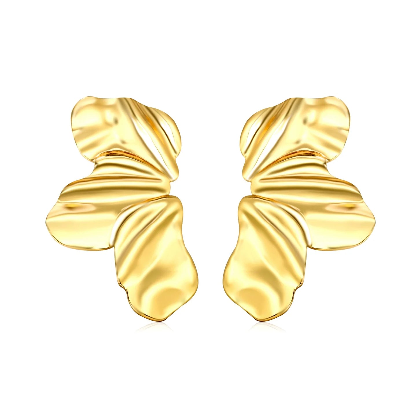 Adult Tri-Blade Gold-Plated Stud Earrings