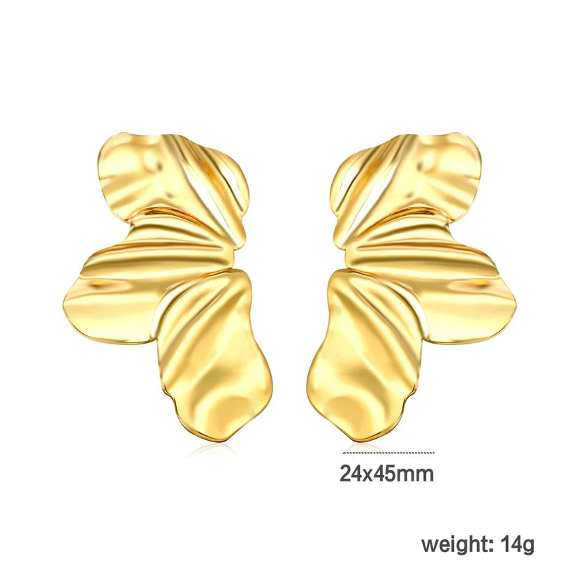 Adult Tri-Blade Gold-Plated Stud Earrings
