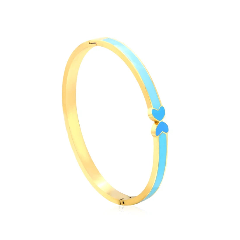 Adult Blue Drip Oil Snap Gold-Plated Bracelet