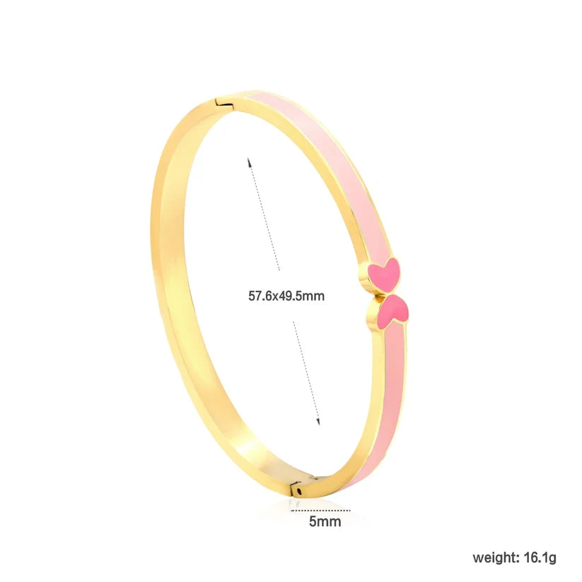 Adult Pink Drip Oil Snap Gold-Plated Bracelet