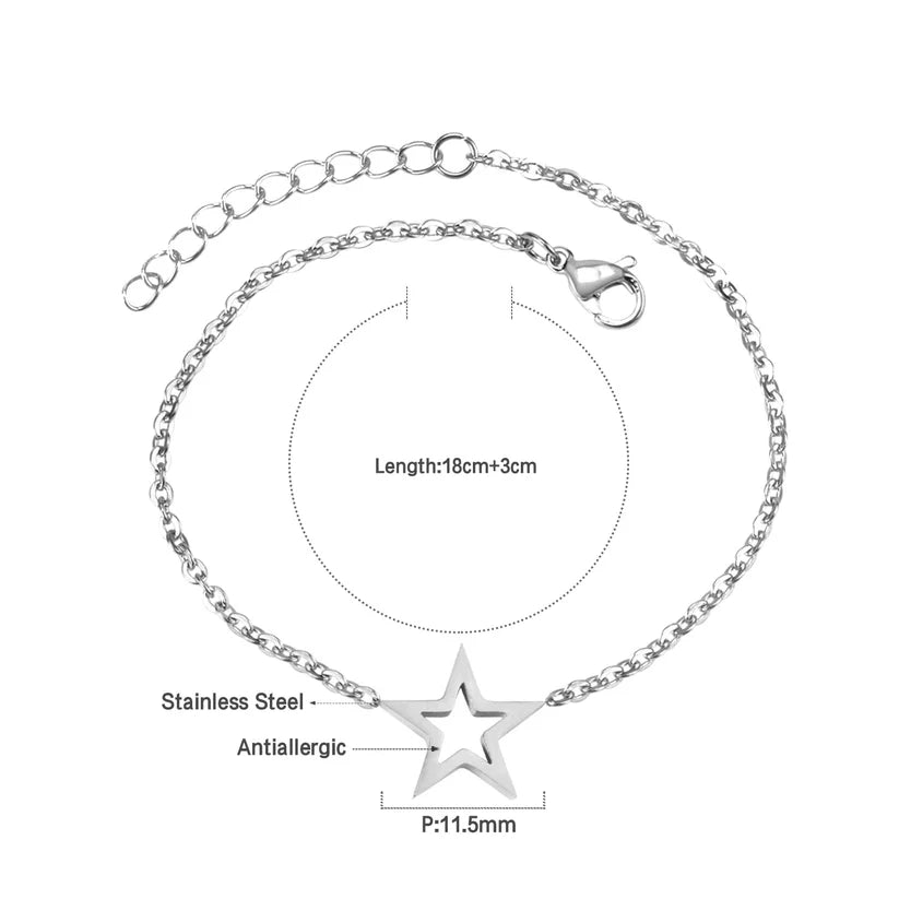 Adult Stainless Steel Pentagram Pendant Bracelet