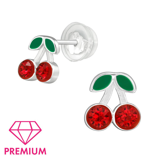 925 Sterling Silver Cherry Premium Earrings with Epoxy
