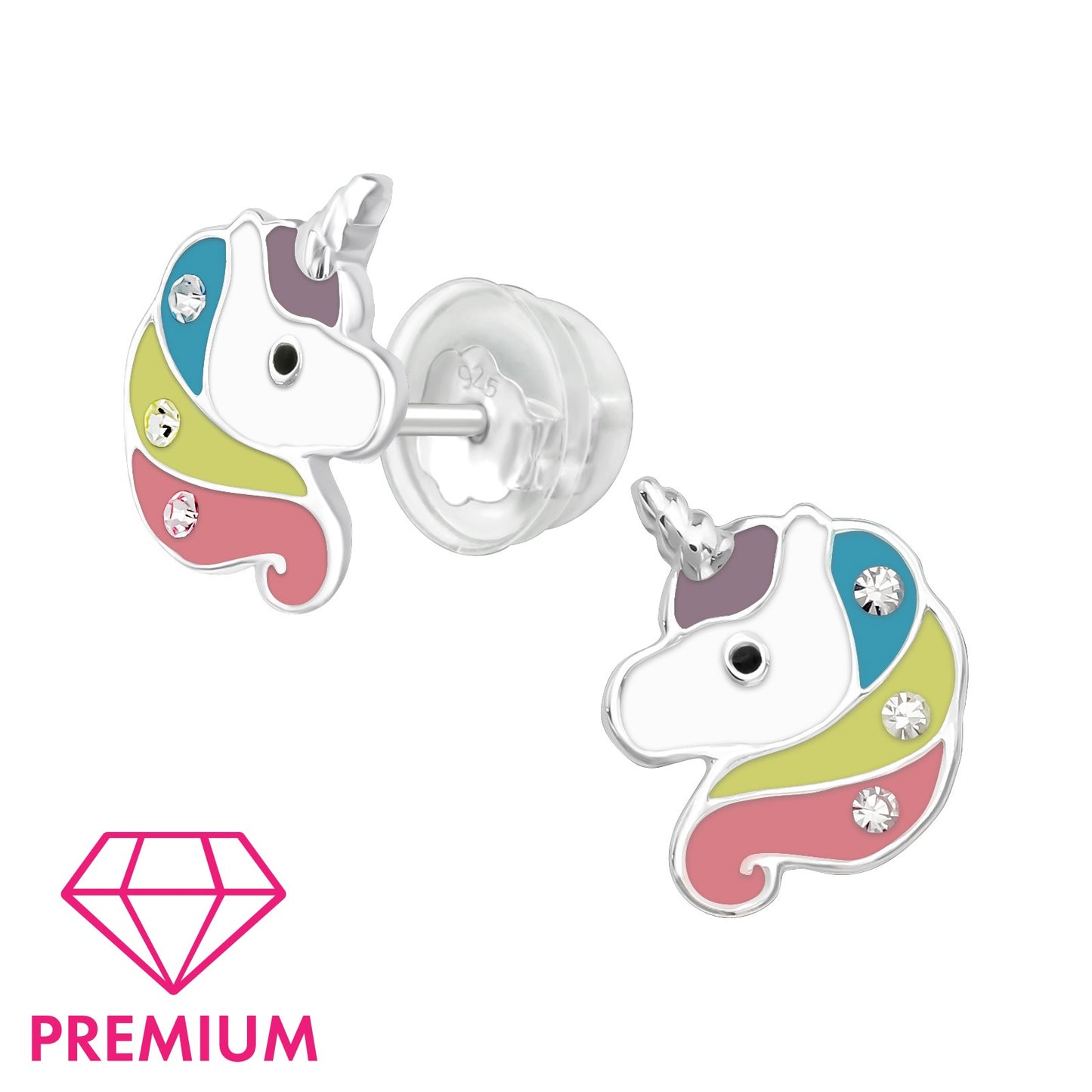 925 Sterling Silver Unicorn Premium Earrings with Epoxy
