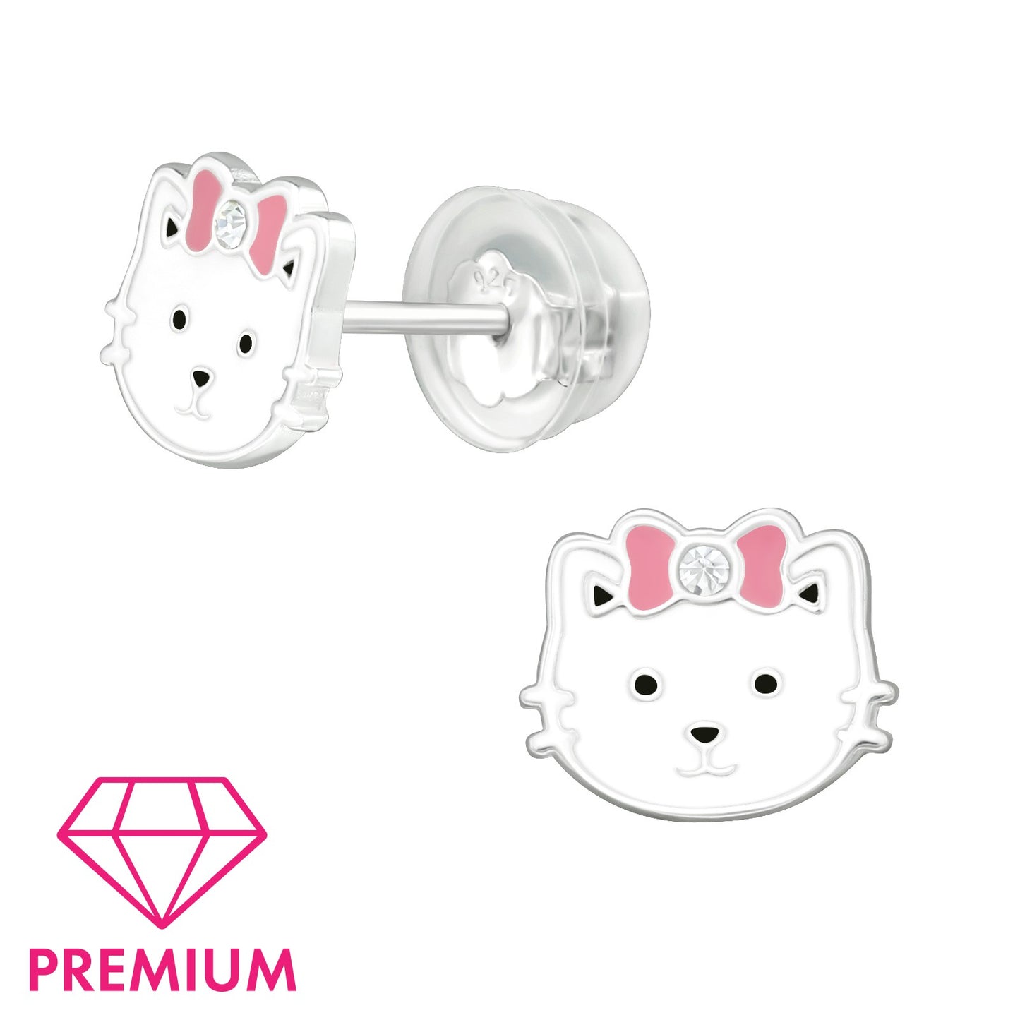 925 Sterling Silver Cat Premium Earrings with Epoxy
