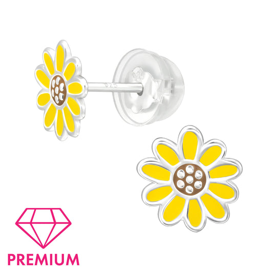 925 Sterling Silver Sunflower Premium Earrings with Epoxy