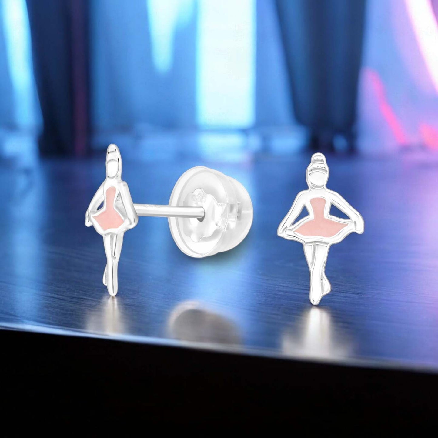 925 Sterling Silver Ballerina Premium Earrings with Epoxy