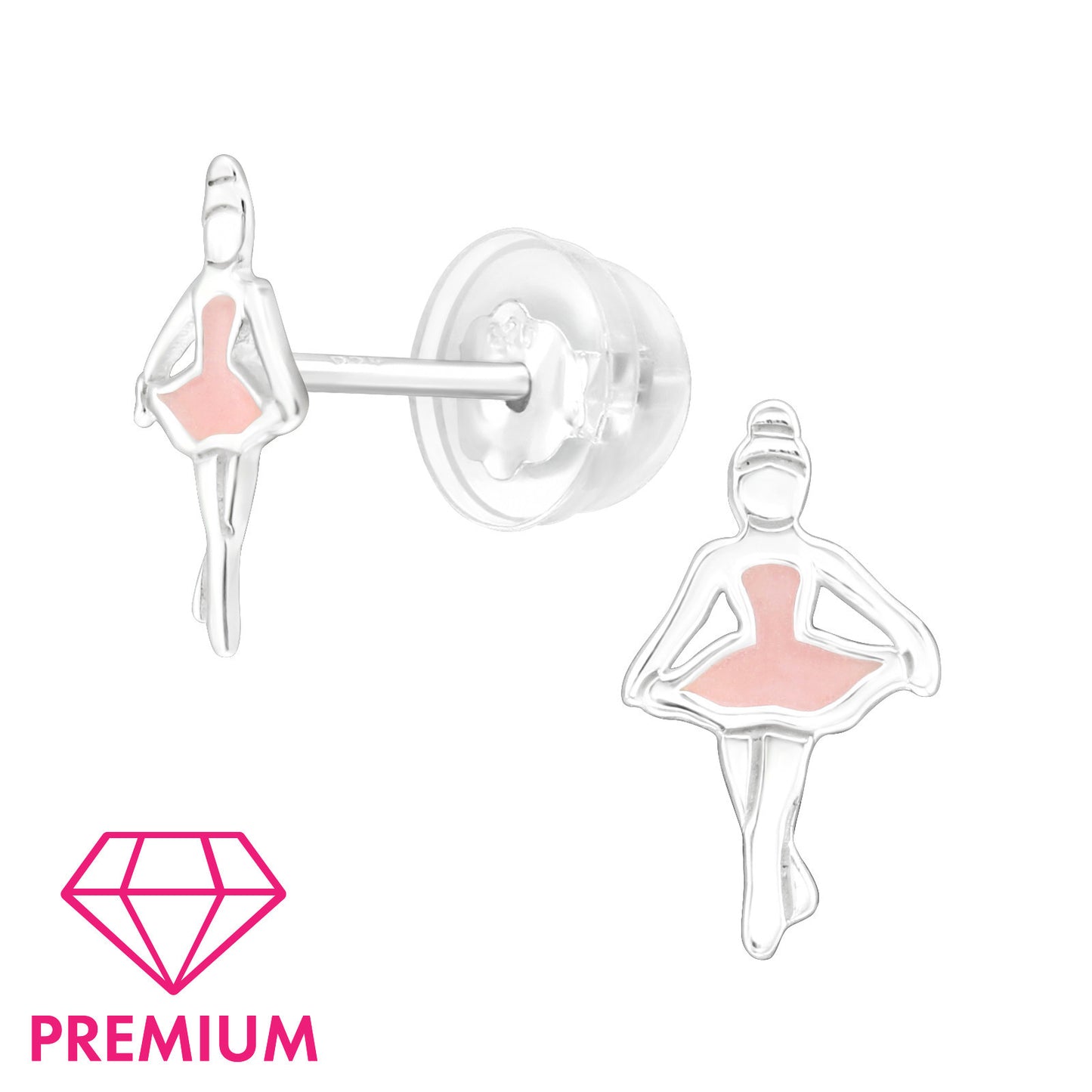 925 Sterling Silver Ballerina Premium Earrings with Epoxy