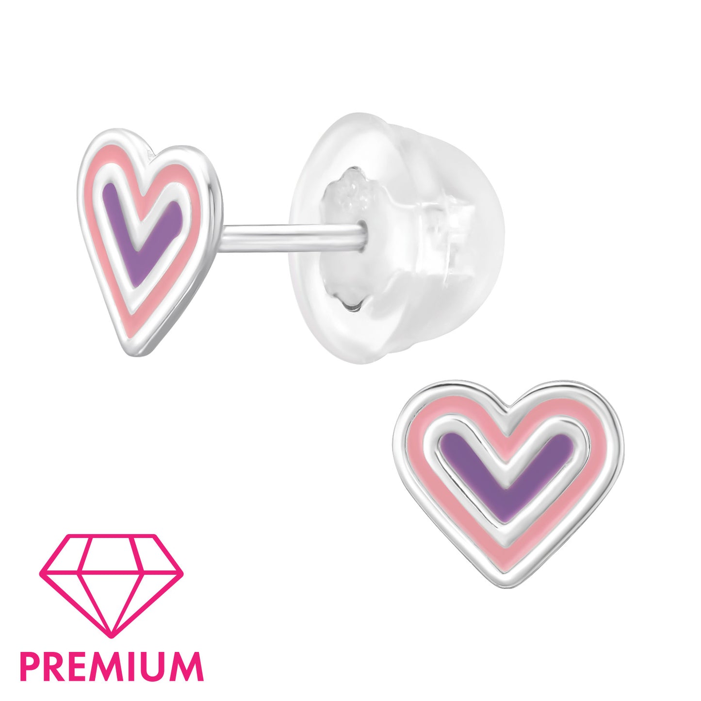 925 Sterling Silver Heart Premium Earrings with Epoxy